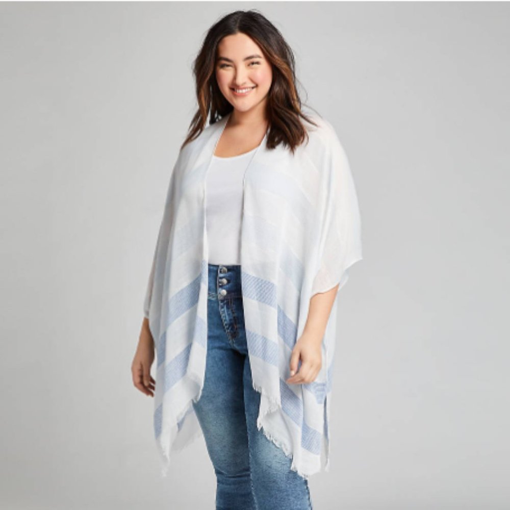 NWT Lane Bryant OS Metallic-Striped Kimono